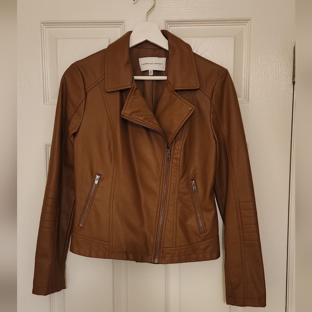 Nordstrom cupcakes and cashmere faux leather motorcycle jacket